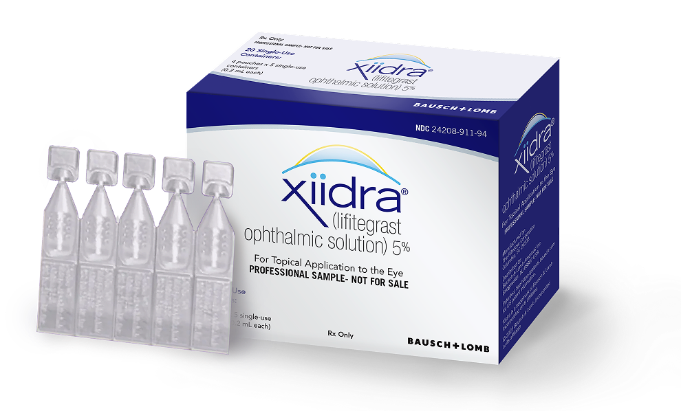 A box of 20 single-use containers of Xiidra